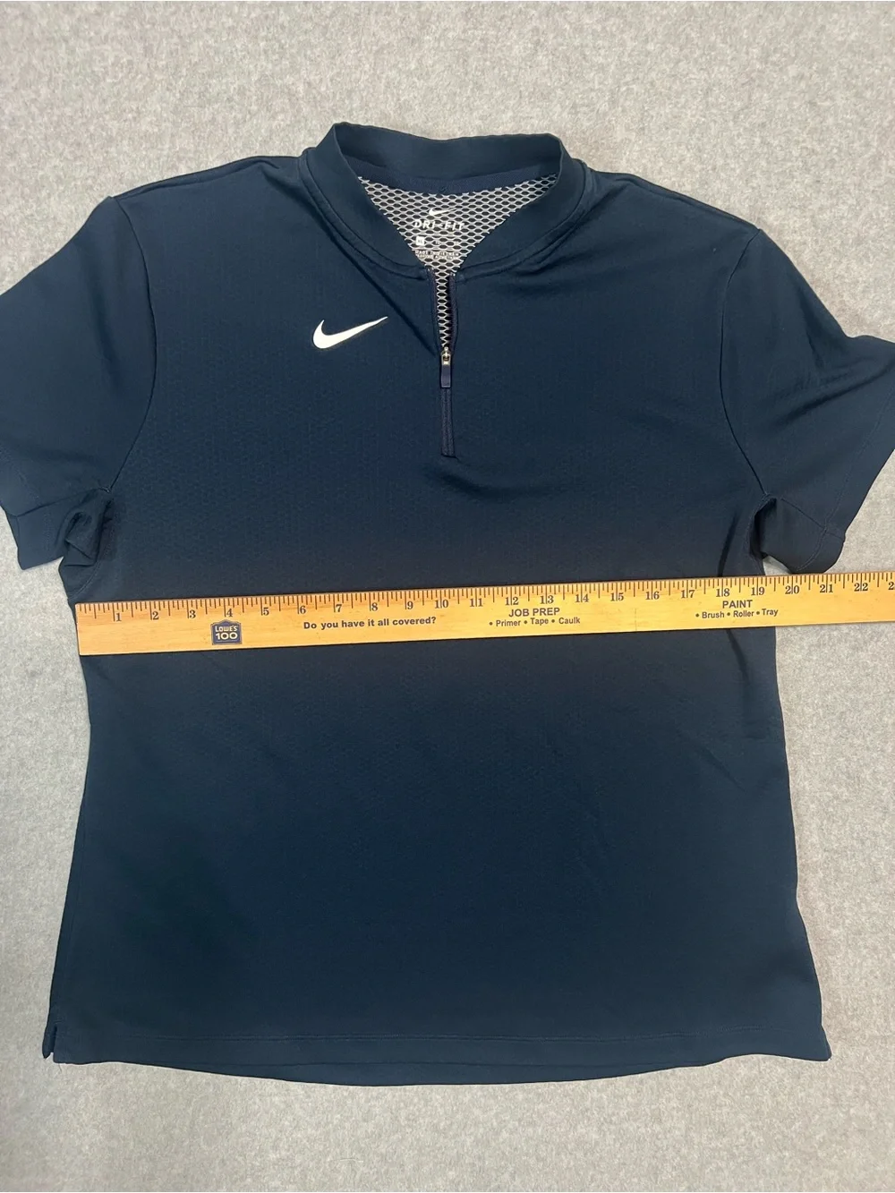 Women’s Nike Navy Short-Sleeve Quarter-Zip Performance Top with White Swoosh